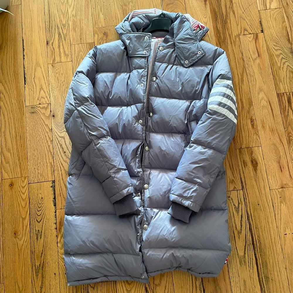 Thom Browne look 4-Bar grey Zipped Padded Jacket size 5 XXL